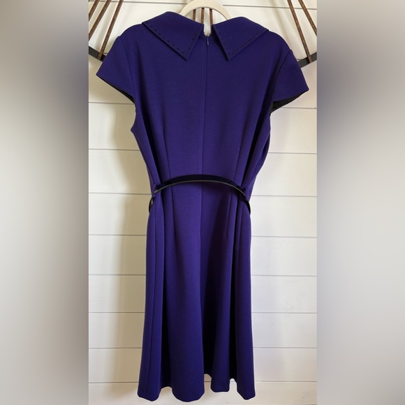 Tahari Arthur S. Levin Purple Sheath Dress w Collared Neckline & Belted Waist - Picture 10 of 12